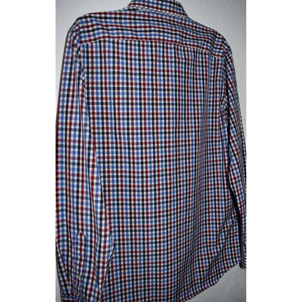 Banana Republic Camden Fit Shirt Button Mens Medium Red Blue Check Supima Cotton
